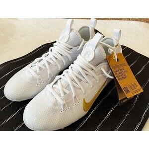 Nike NEW Huarache 9 Elite Low LAX Lacrosse White Vivid Gold FD0089-100 mens 7.5